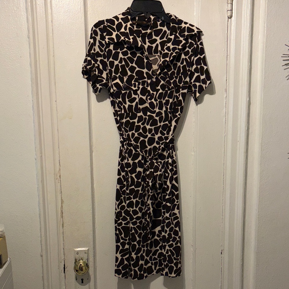 Enfocus Studio Brown and Black Midi Dress